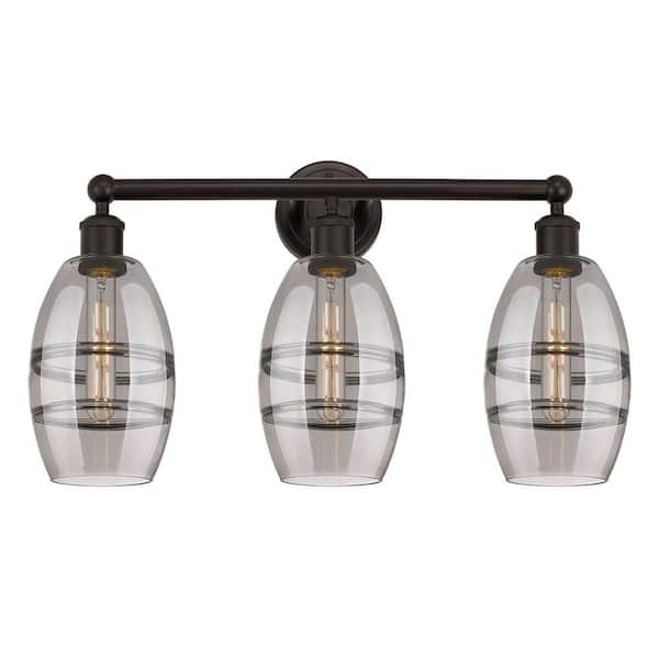 Vaz 23.88 in. 3-Light Oil Rubbed Bronze Vanity Light with Glass Shade