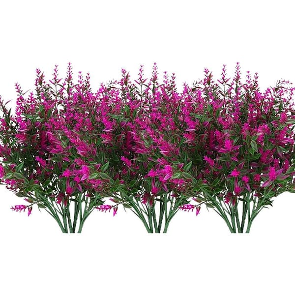 9 in. Fuchsia Outdoor Artificial Lavender Shrub 14 in. Faux UV