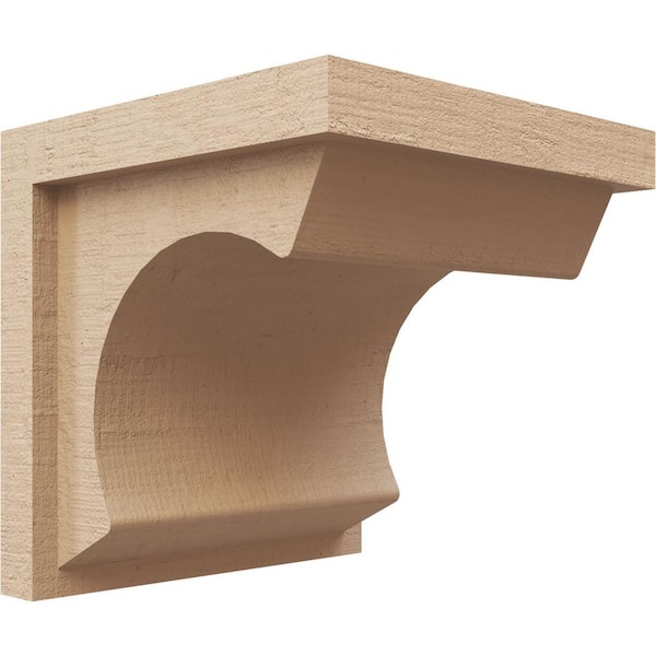 Ekena Millwork 8-in. x 8-in. x 8-in. Series 1 Wide Emerson Rough Cedar Woodgrain Timberthane Polyurethane Corbel, Primed Tan