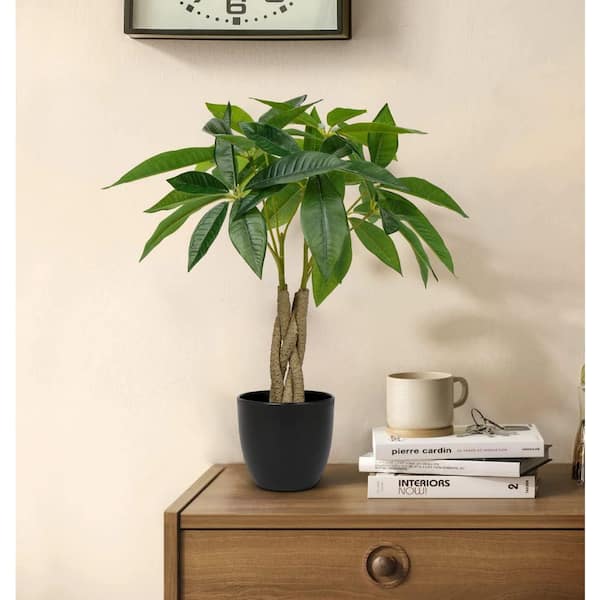 Unbranded Indoor 1.33 ft. Artificial Money Tree in Black Pot Faux Pachira  Tree for Home Office Decor Good Luck Plant 59C1124D2157