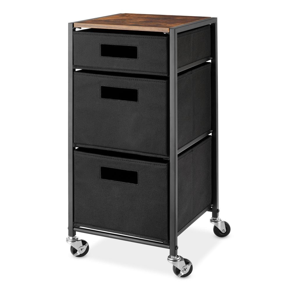  IRIS USA Plastic 3 Drawer Wide Storage Cart with Caster Wheels,  Black : Everything Else