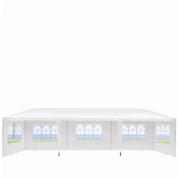 10 ft. x 30 ft. White Outdoor Canopy, Garden Tent with 8 Removable Sidewalls
