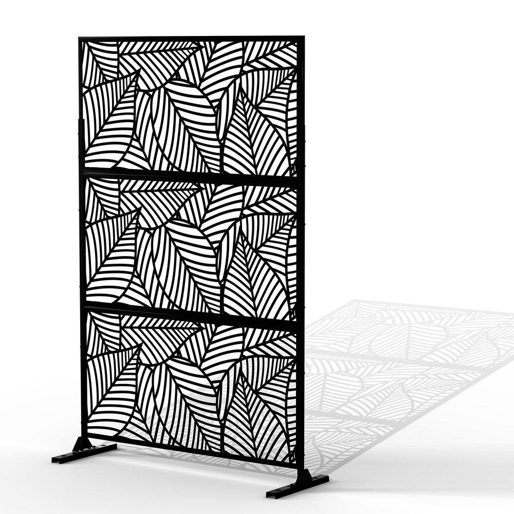 Leaf Pattern-Black 76 in. H x 47.2 in. L x 76 in. W Patio Laser Cut ...