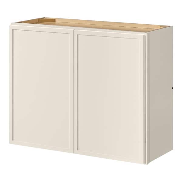 Leyton 30 in. W x 15 in. D x 24 in. H Ready to Assemble Plywood Slim Shaker Wall Bridge Kitchen Cabinet in Antique White