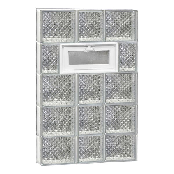 Clearly Secure 21.25 in. x 36.75 in. x 3.125 in. Frameless Diamond Pattern Vented Glass Block Window