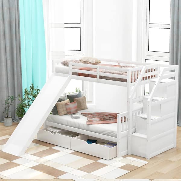 White timber bunk clearance beds