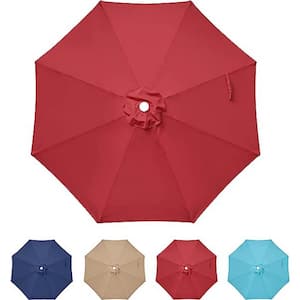 9 ft.Patio Umbrella Replacement Canopy, Outdoor Table and Market and Yard Umbrella Replacement Top Cover-Red