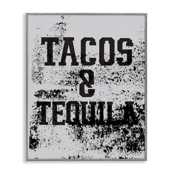 Stupell Industries Tacos and Tequila with Splatter by Jessica Weifle Gray Framed Food Giclee Art Print 20 in. x 16 in.