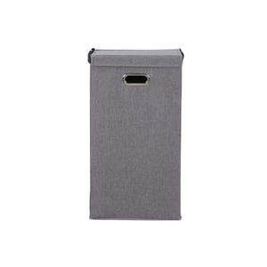 Grey Polyester Laundry Hamper with with Removable Mesh Liner and Magnetic Lid