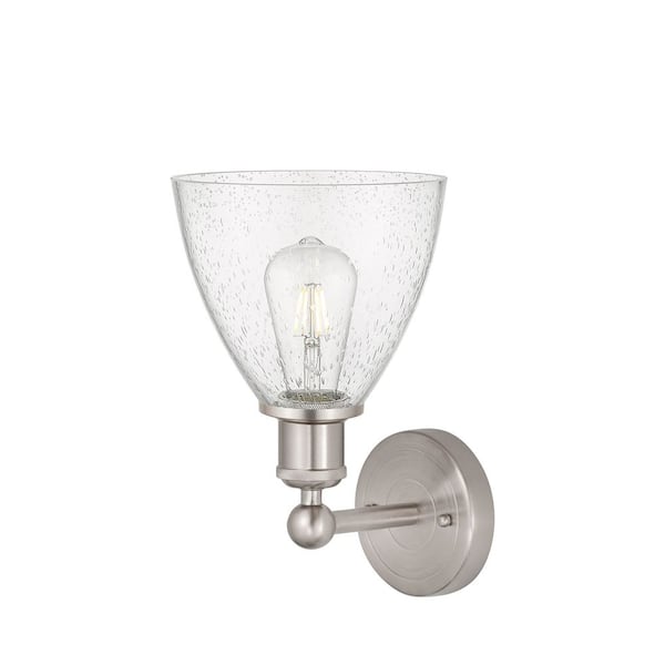 Bristol Glass 1-Light Brushed Satin Nickel Wall Sconce with Clear Glass Shade