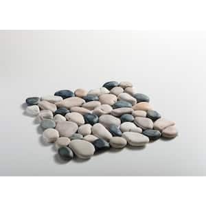 Classic Pebble Mosaic Tile Sample Color White, Black and Tan 4 in. x 6 in.