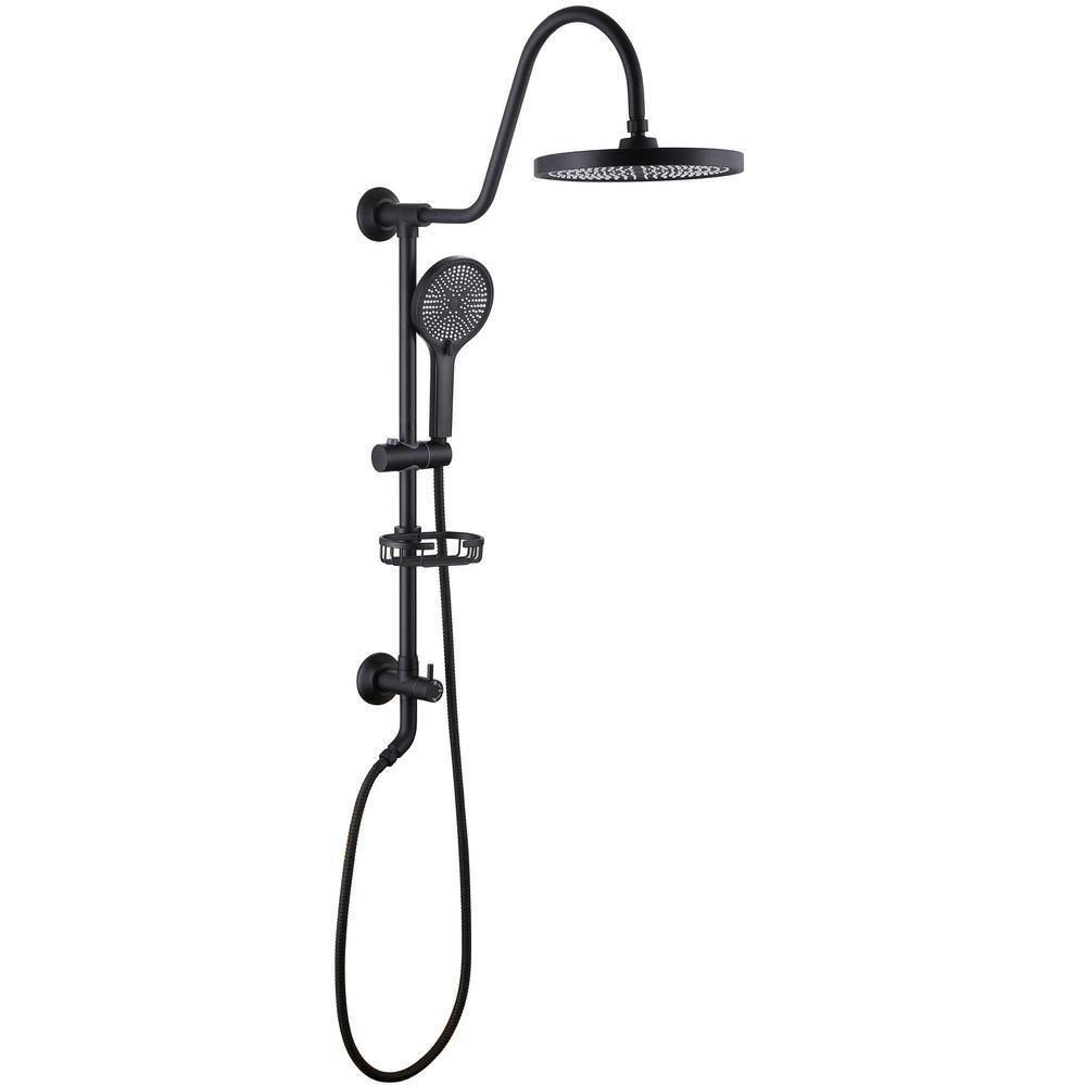 Exposed Pipe Shower 3-Spray 10 in. Dual Shower Head Wall Mount Fixed and Handheld Shower Head 1.8 GPM in Matte Black price history on PriceWatchPro