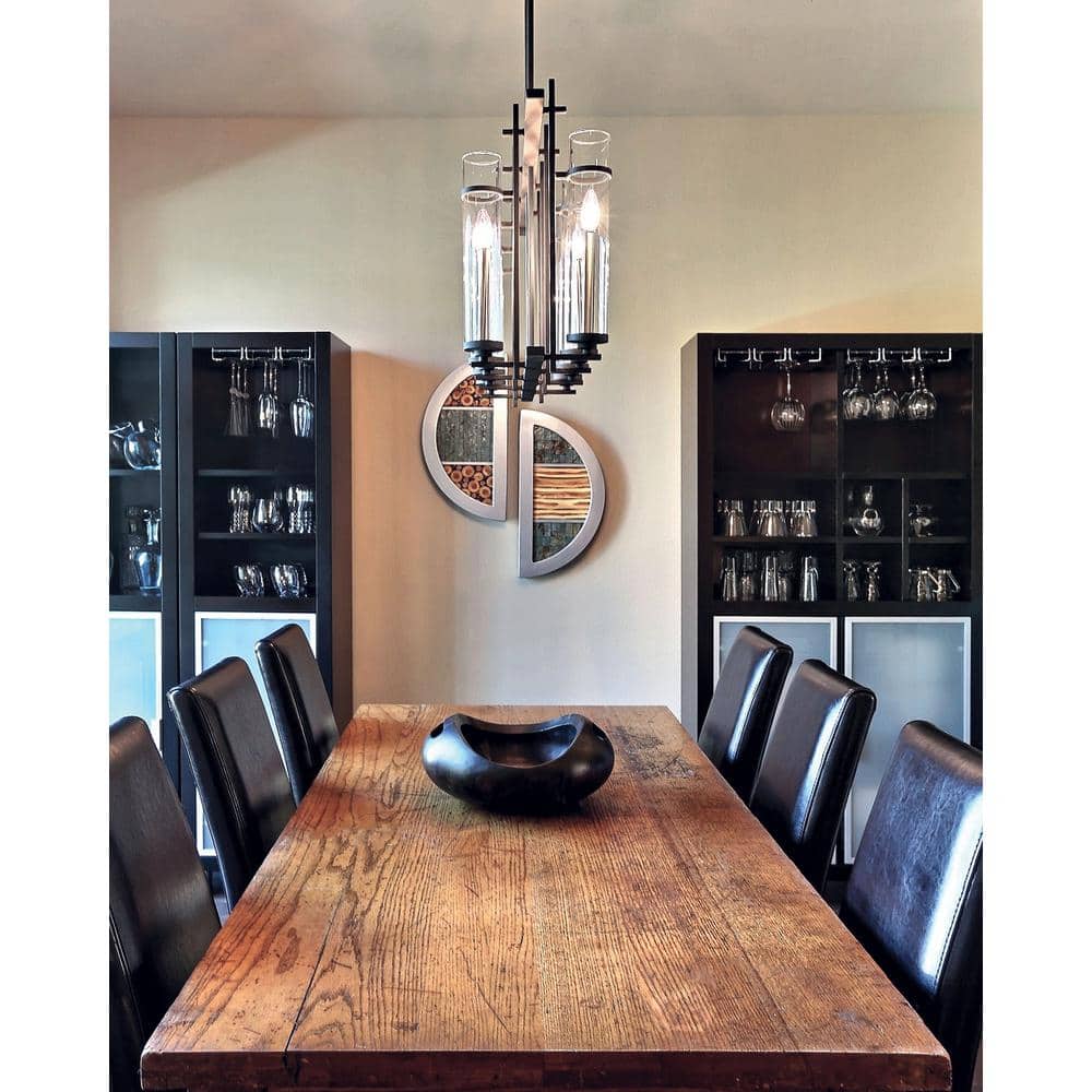 Antique Forged Iron and Crystal 8-Light Candle Chandelier
