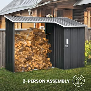 5.2 ft. x 8.8 ft. x 5.3 ft. 2-in-1 Galvanized Steel Multi-Use Shed