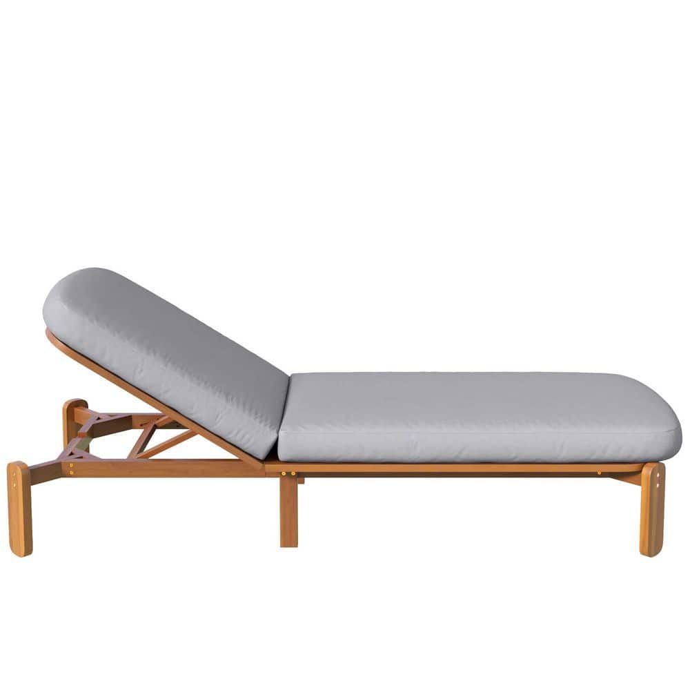 Full view of the outdoor chaise lounge in a reclining position.