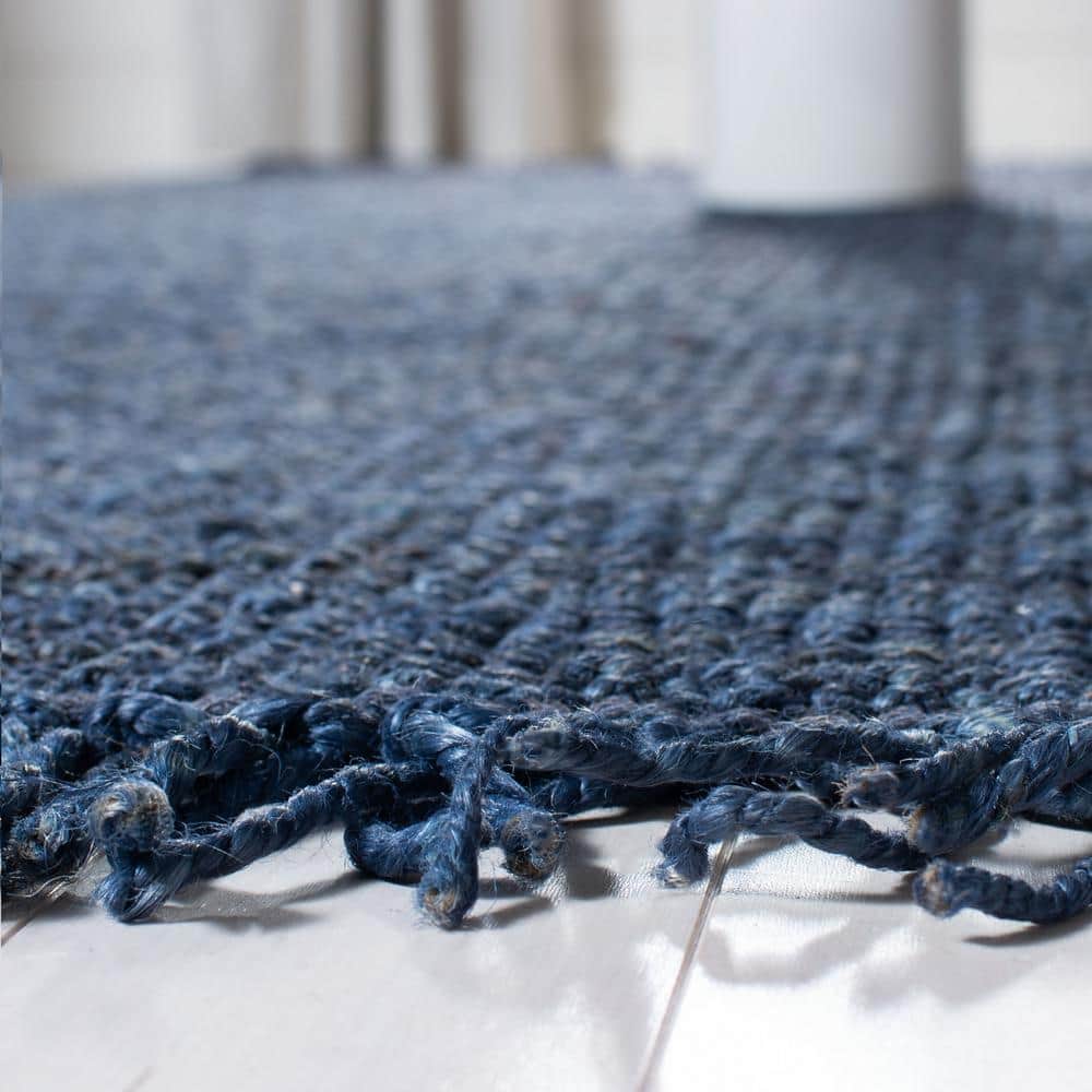 Navy Hand-Knotted Jute Area Rug, 4' x 6'