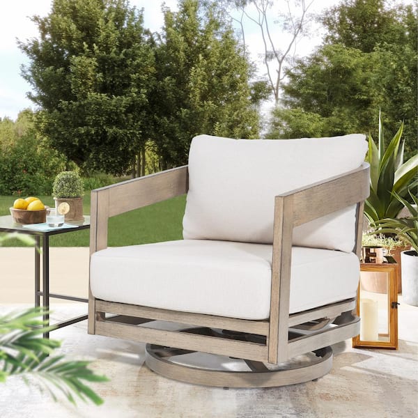 PEAK HOME FURNISHINGS Harmonti Aluminum Outdoor Swivel Lounge Chair with Cushions (1-Pack)