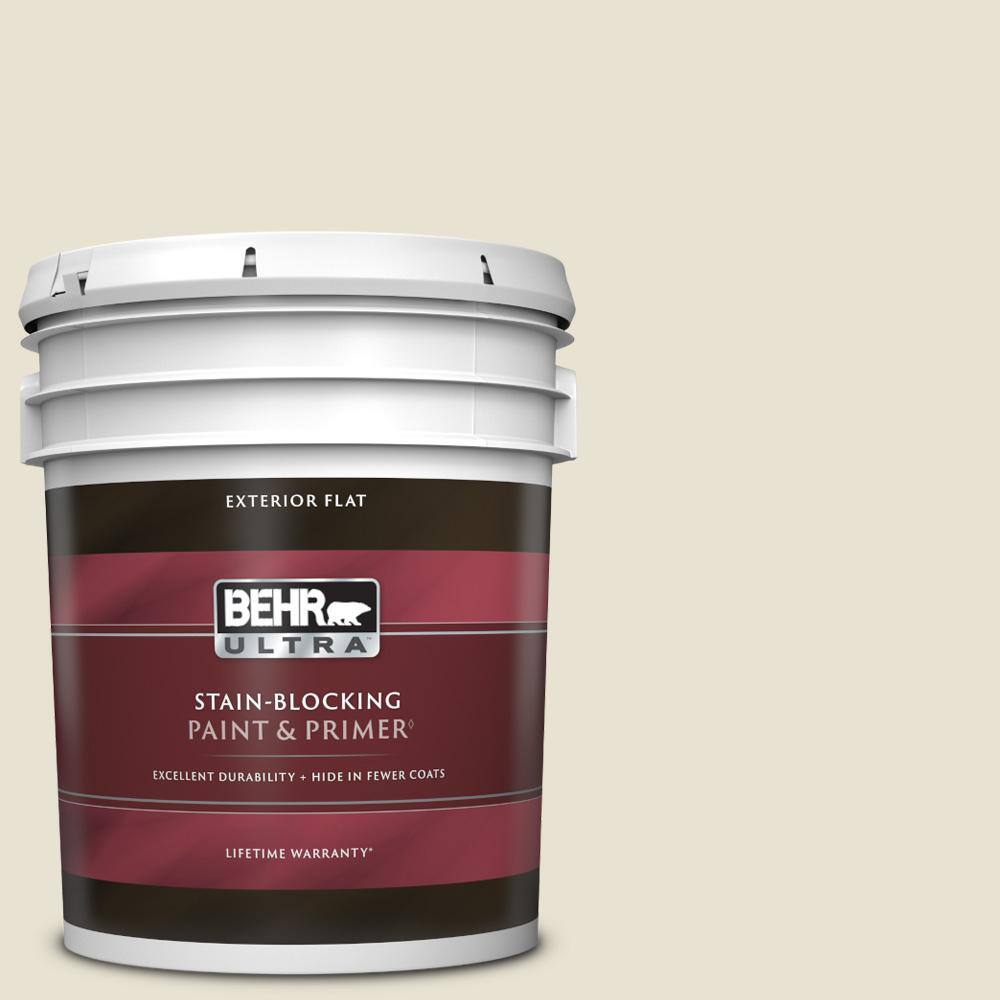 BEHR ULTRA 5 gal. BXC62 Alabaster Flat Exterior Paint & Primer 485005