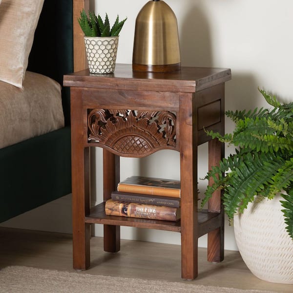 Alexandra Light Brown Mahogany Wood Nightstand
