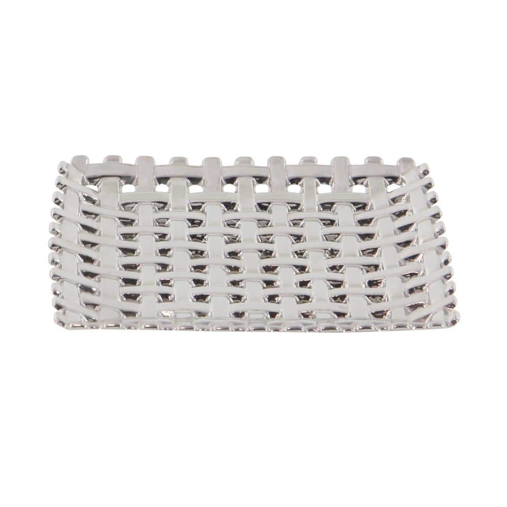 Silver Ceramic Fall Fruit Sculpture Set with Decorative Grid Plate