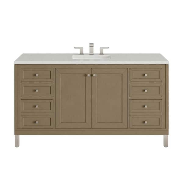 Chicago 60.0 in. W x 23.5 in. D x 33.76 in. H Single Bath Vanity in Walnut Whisper with Lime Delight Quartz Top
