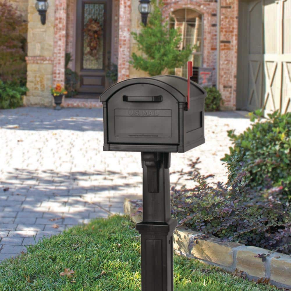 Grand Haven Black Heavy-Duty Plastic Mailbox Post