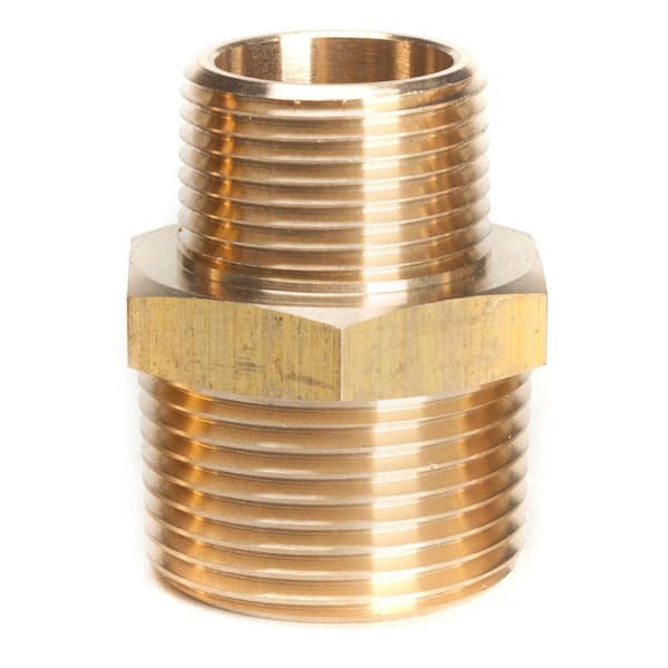 LTWFITTING 1 in. x 3/4 in. Brass MIP Pipe Hex Reducing Nipple Fitting (3-Pack)