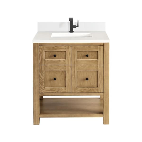 James Martin Vanities Breckenridge 30.0 in. W x 23.5 in. D x 34.2 in. H Bathroom Vanity in Light Natural Oak with White Zeus Top