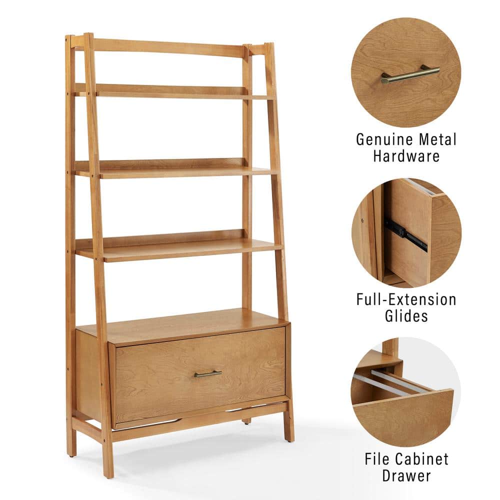 Acorn Wood Ladder Bookcase with Full Extension Drawer