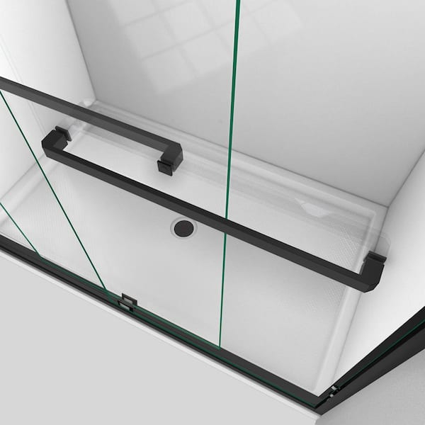 Encore 54 in. W x 76 in. H Sliding Frameless Shower Door in Matte Black