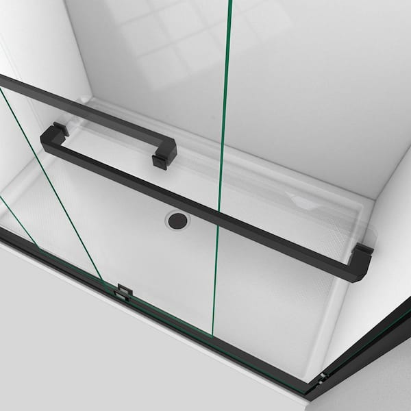 Encore 56 in. to 60 in. W x 76 in. H Sliding Semi Frameless Shower Door in Matte Black