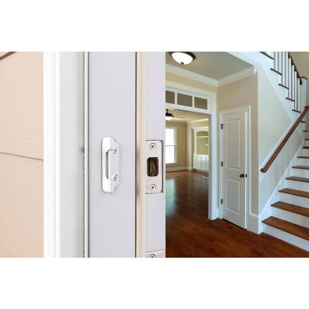 White Gloss Painted Replacement Strike Plate with Screws