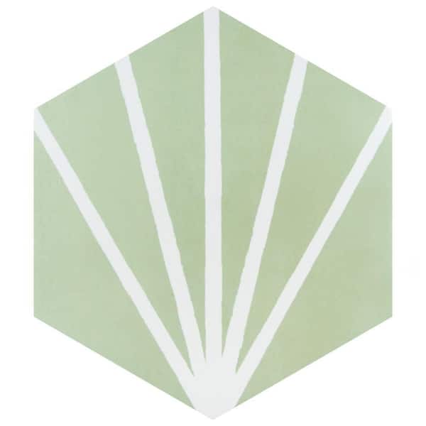 Merola Tile Horizon Dusk Hex Verde 7-3/4 in. x 9 in. Ceramic Floor and Wall Take Home Tile Sample