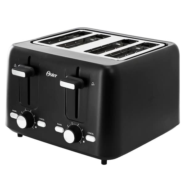 4 Slice Extra Wide Slot Countertop Toaster with Custom Bagel and Reheat Settings in Black