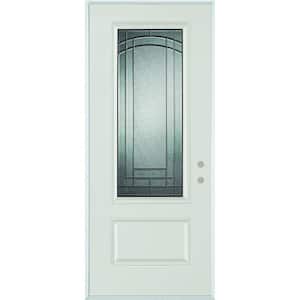33.375 in. x 82.375 in. Chatham 3/4 Lite 1-Panel Painted Steel Prehung Front Door