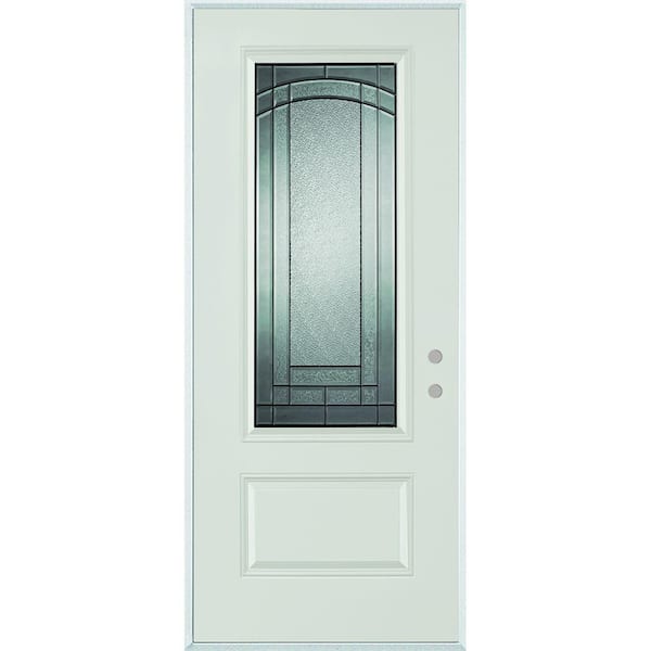 Stanley Doors 33.375 in. x 82.375 in. Chatham 3/4 Lite 1-Panel Painted Steel Prehung Front Door