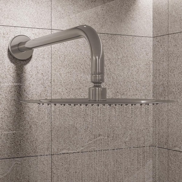 1-Spray Patterns with 1.5 GPM 10 in. Wall Mount Round Ceiling Fixed Shower Head in Brushed Nickel