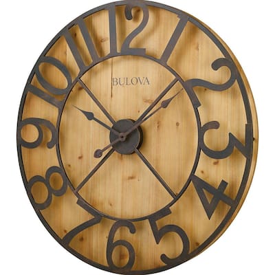 29 in. H x 29 in. W Round Gallery Wall Clock in Knotty Pine Veneer