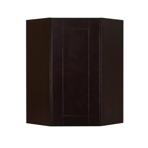 LIFEART CABINETRY Anchester Assembled 24x30x12 in. Wall Diagonal Corner Cabinet with 1 Door 2 Shelves in Dark Espresso