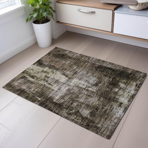 Mayfield Premium Machine Washable Abstract AMF1077 Brown 2 ft. x 3 ft. Area Rug