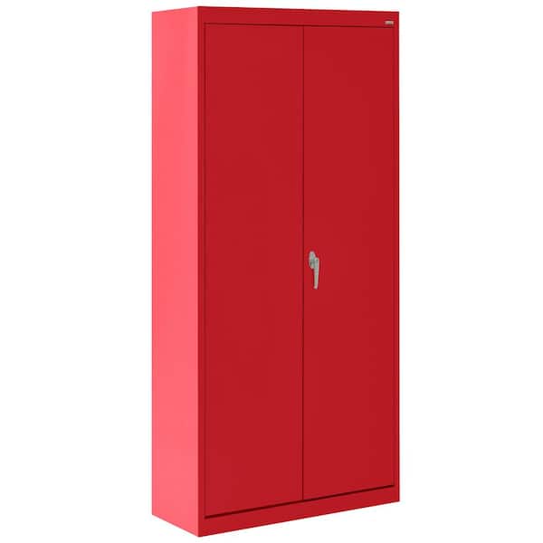Sandusky Value Line Series  30 in. W x 72 in. H x 18 in. D 24-Gauge 4-Shelf Freestanding Garage Storage Cabinet in Red