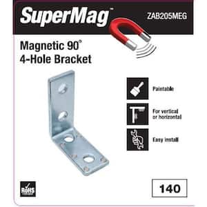 4-Hole 90° Angle Strut Bracket with Magnets - Silver Galvanized (Strut Fitting)