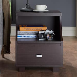 Cheraw 15.7 in. Walnut Rectangle Wood End Table with 1-Drawer
