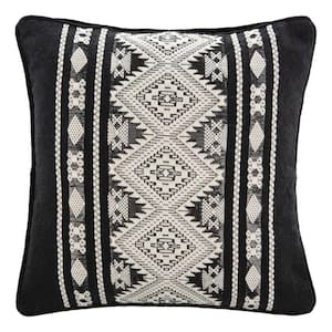 Midnight Black/Ivory 20 in. x 20 in. Throw Pillow