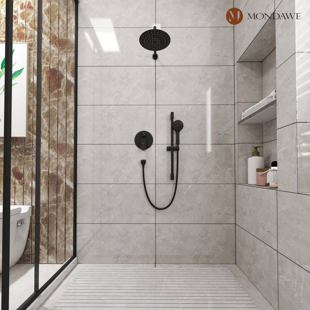 Matte Black Adjustable Rain Shower System with Handheld