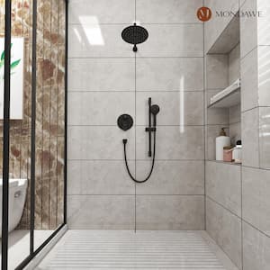 Retro Series 3-Spray Patterns with 1.8 GPM 9 in. Rain Wall Mount Dual Shower Heads with Handheld in Matte Black