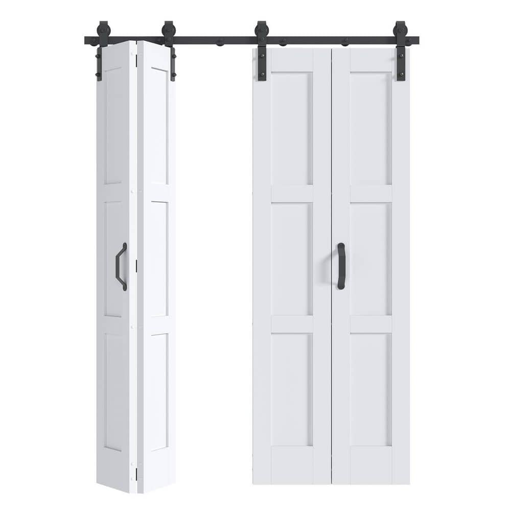 Fredbeck 60 in. x 84 in. 3-Panel White Finished Solid Core MDF