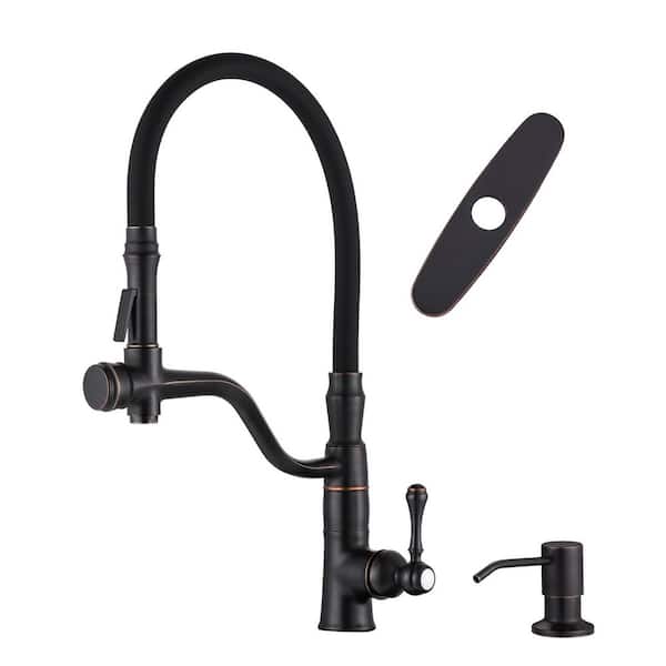 20.4 in. H Single-Handle High-Arc Pull Down Sprayer Kitchen Faucet with 360° Spout Swivel in Oil Rubbed Bronze