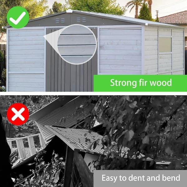 Endark 10 ft. W x 8 ft. D Outdoor Storage Grey Wood Shed with