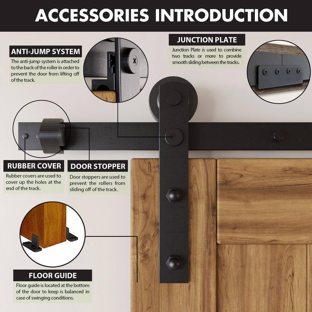 Black Rustic Double Door Sliding Barn Hardware Kit, 4.5ft Track
